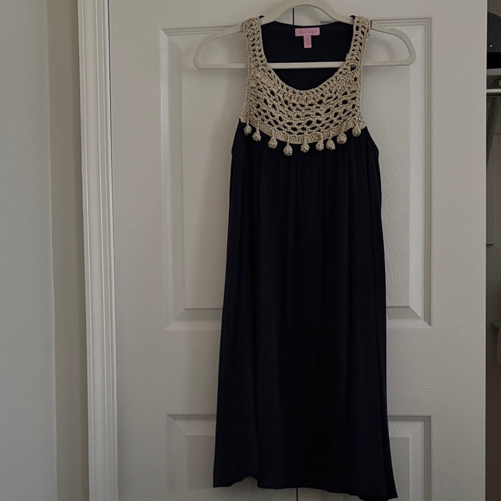 Lilly Pulitzer Navy and Cream Crochet Dress